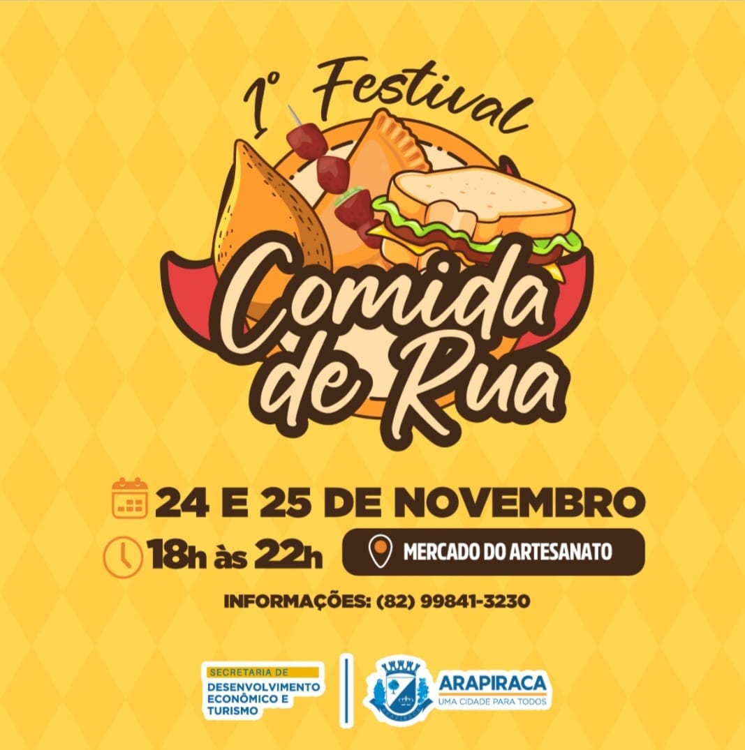 Leia mais sobre o artigo CIDADE DA GASTRONOMIA: MERCADO DO ARTESANATO SERÁ PALCO DO 1º FESTIVAL DE COMIDA DE RUA NOS DIAS 24 E 25 DE NOVEMBRO