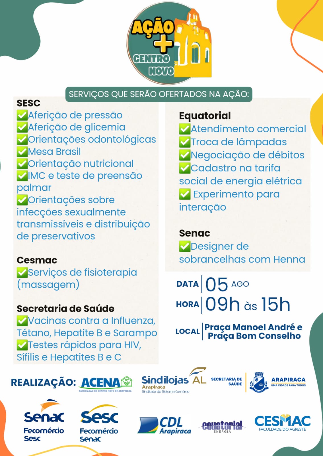 Leia mais sobre o artigo Sindilojas e Acena realizarão Ação + Centro Novo com serviços de saúde e cidadania nesta terça-feira (5) em Arapiraca