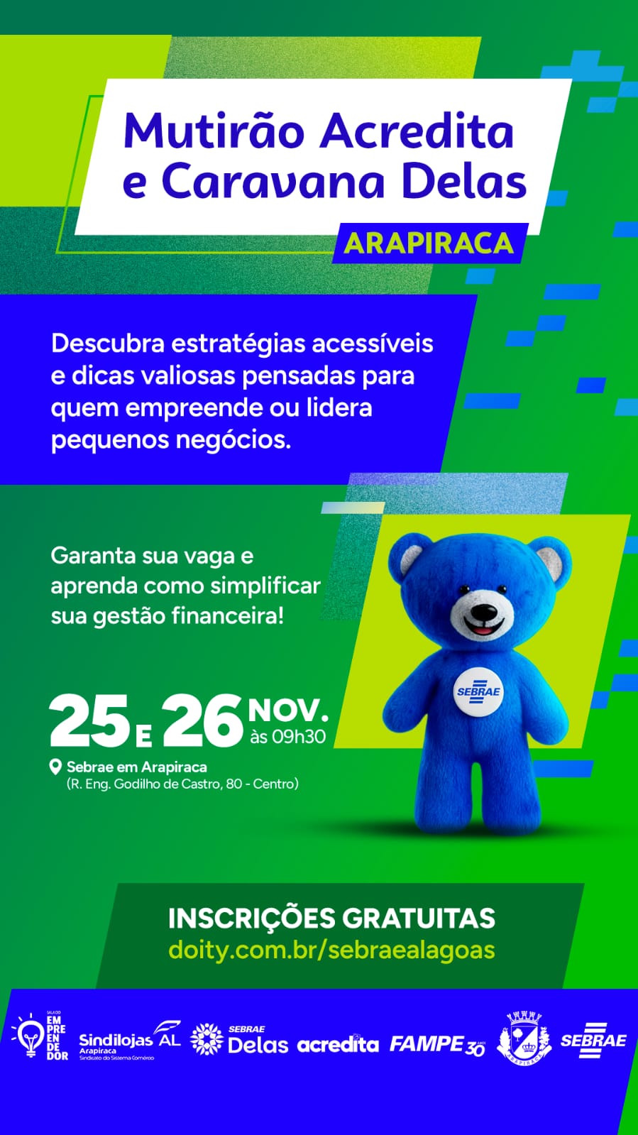 Leia mais sobre o artigo Após liberar R$ 21 milhões em crédito, Mutirão Acredita e Caravana Delas chega a Arapiraca nos dias 25 e 26