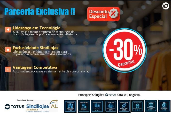 Leia mais sobre o artigo Sindilojas e TOTVS firmam parceria para fortalecer a cadeia do varejo em Arapiraca